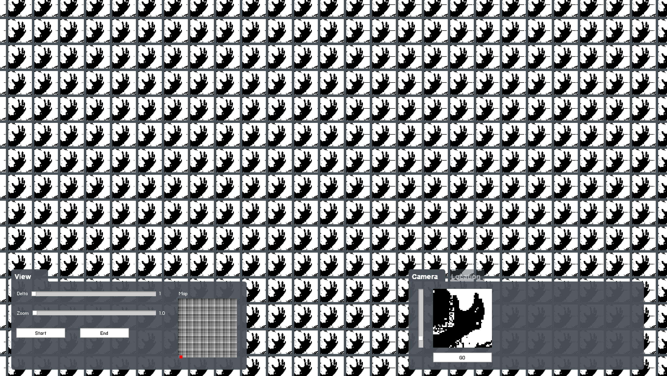 Screenshot of a field of hands in the All Thumbs interface