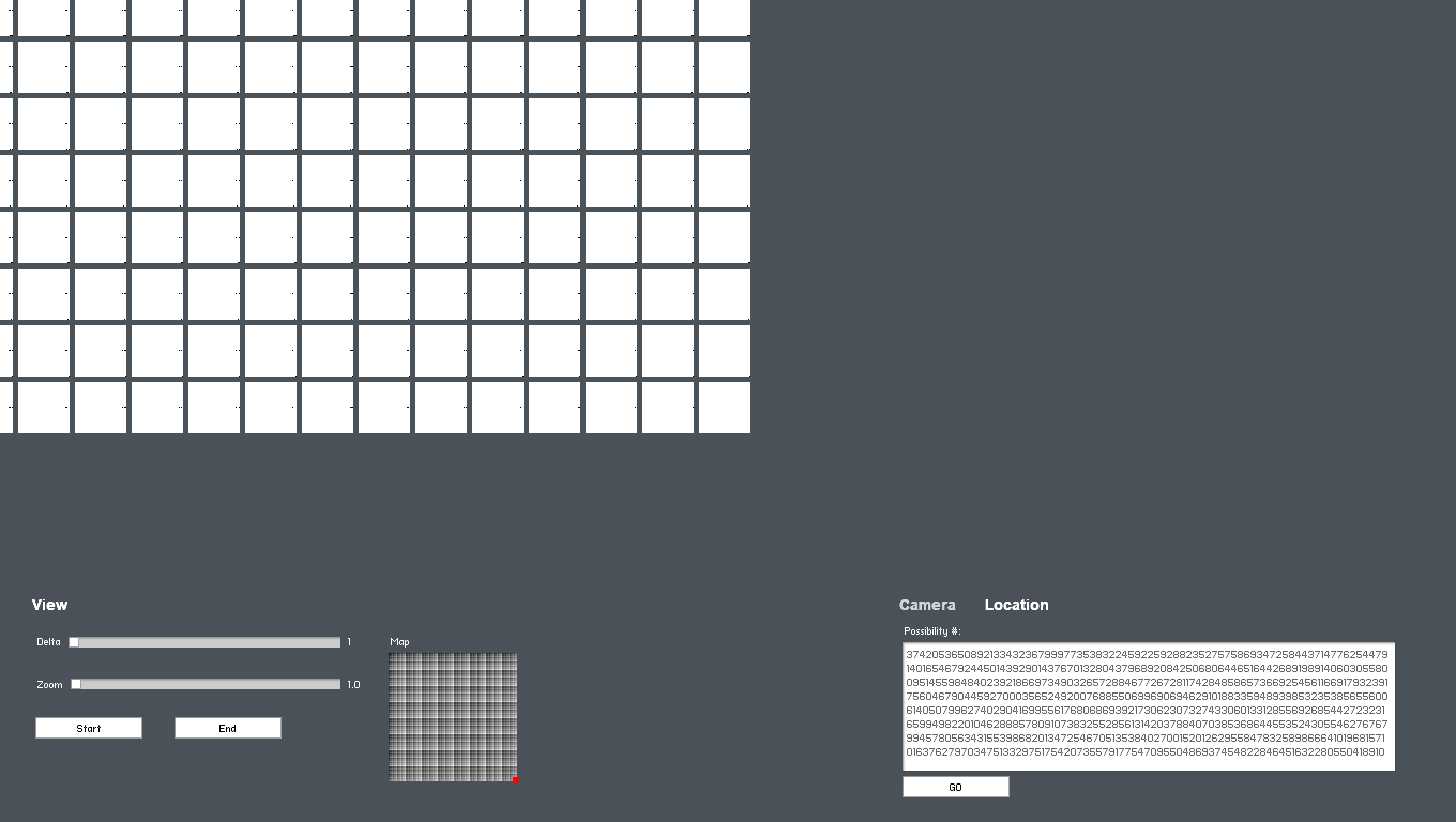 Screenshot of the All Thumbs interface showing the final all-black image in the space