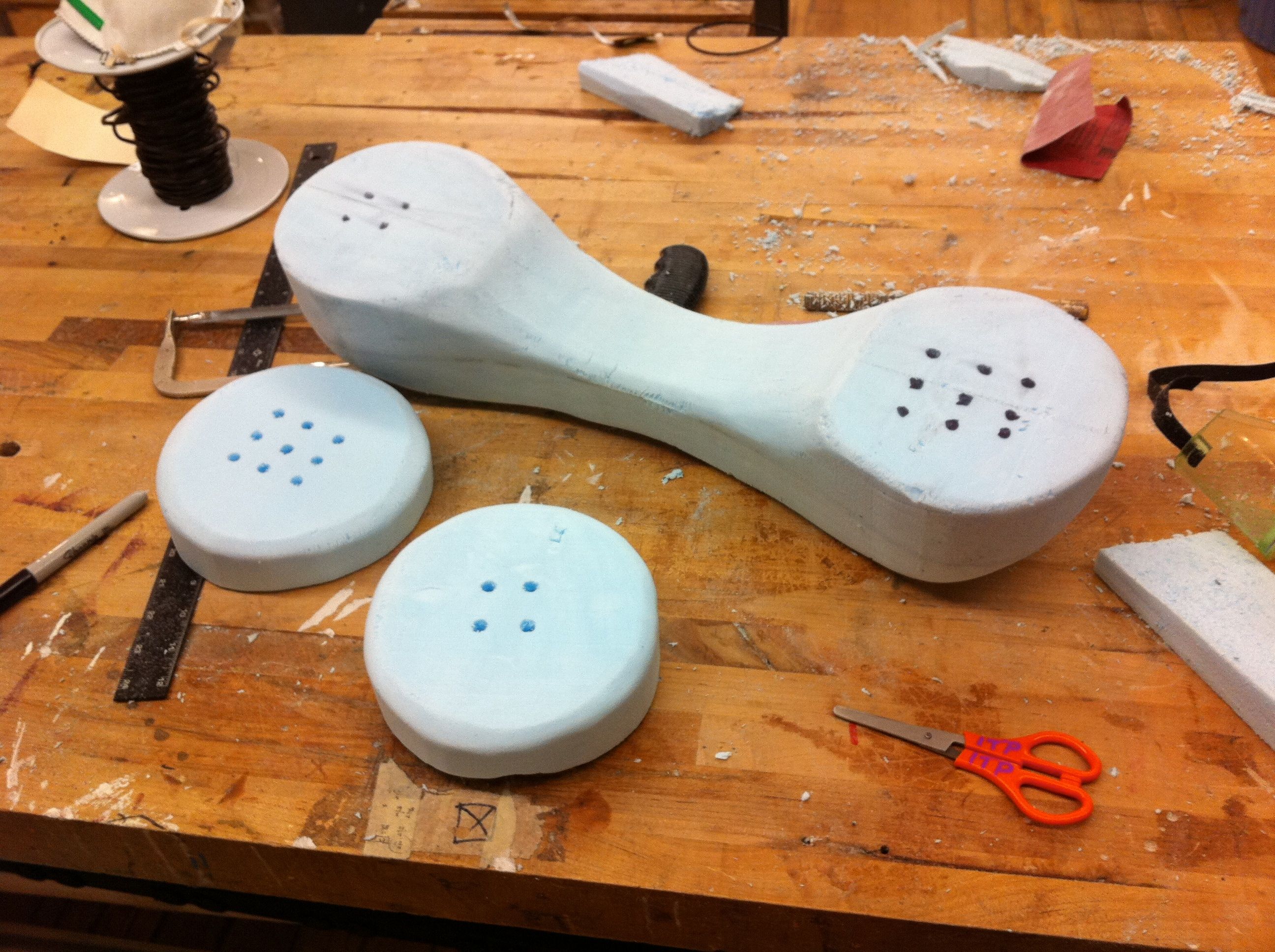 Ear cups ready for attachment