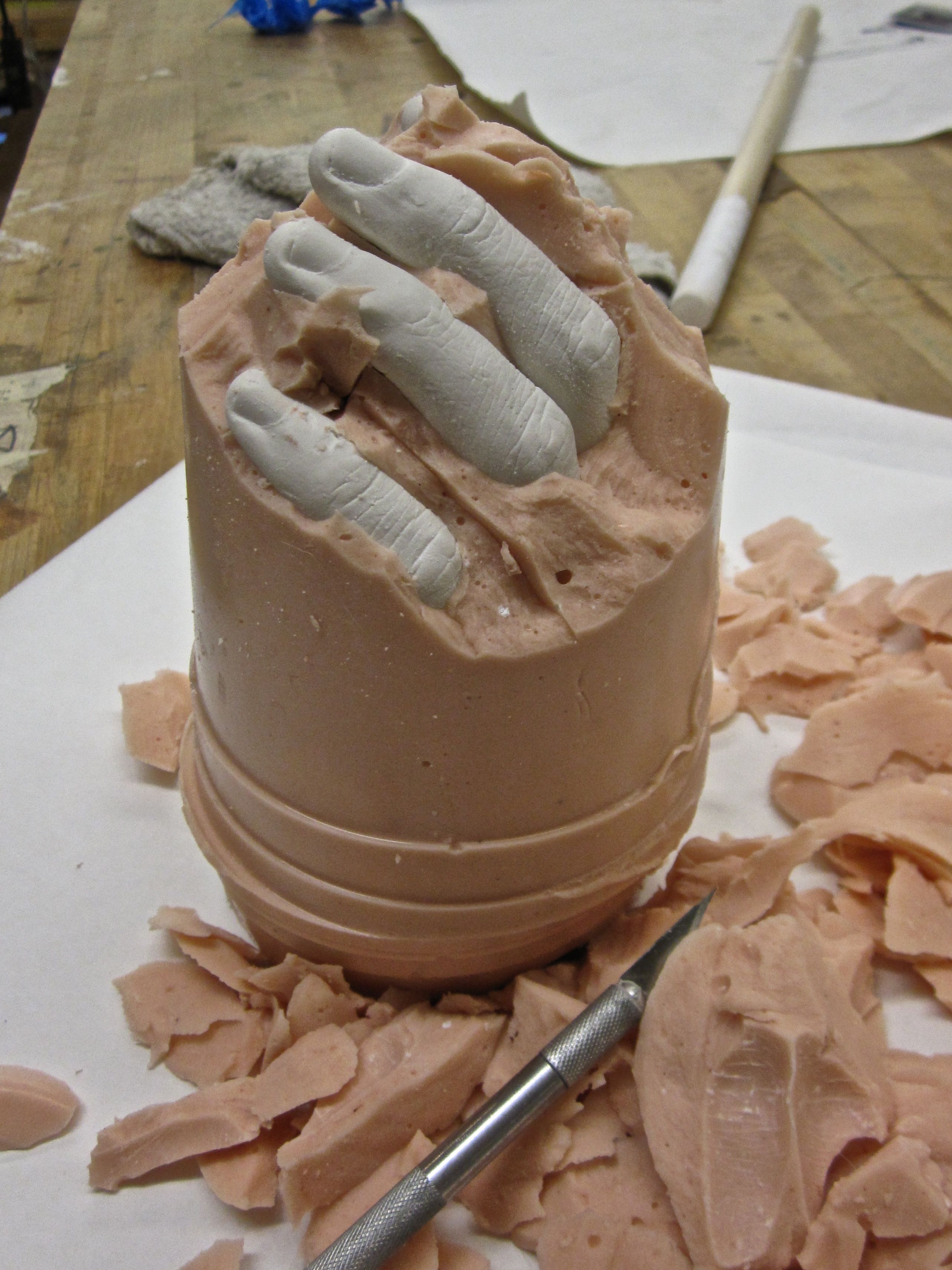 Cutting away the mold