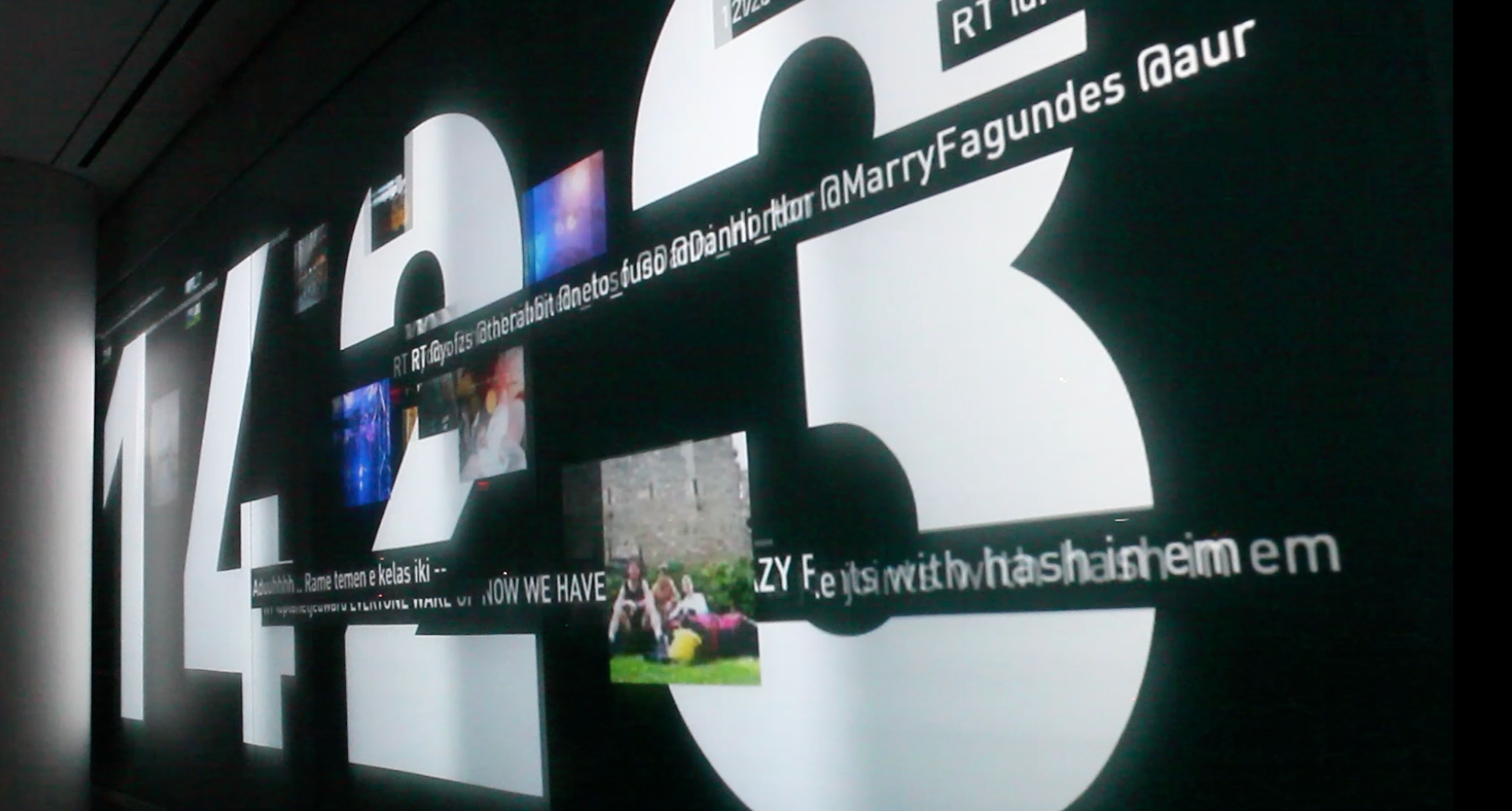 Close up of a video wall