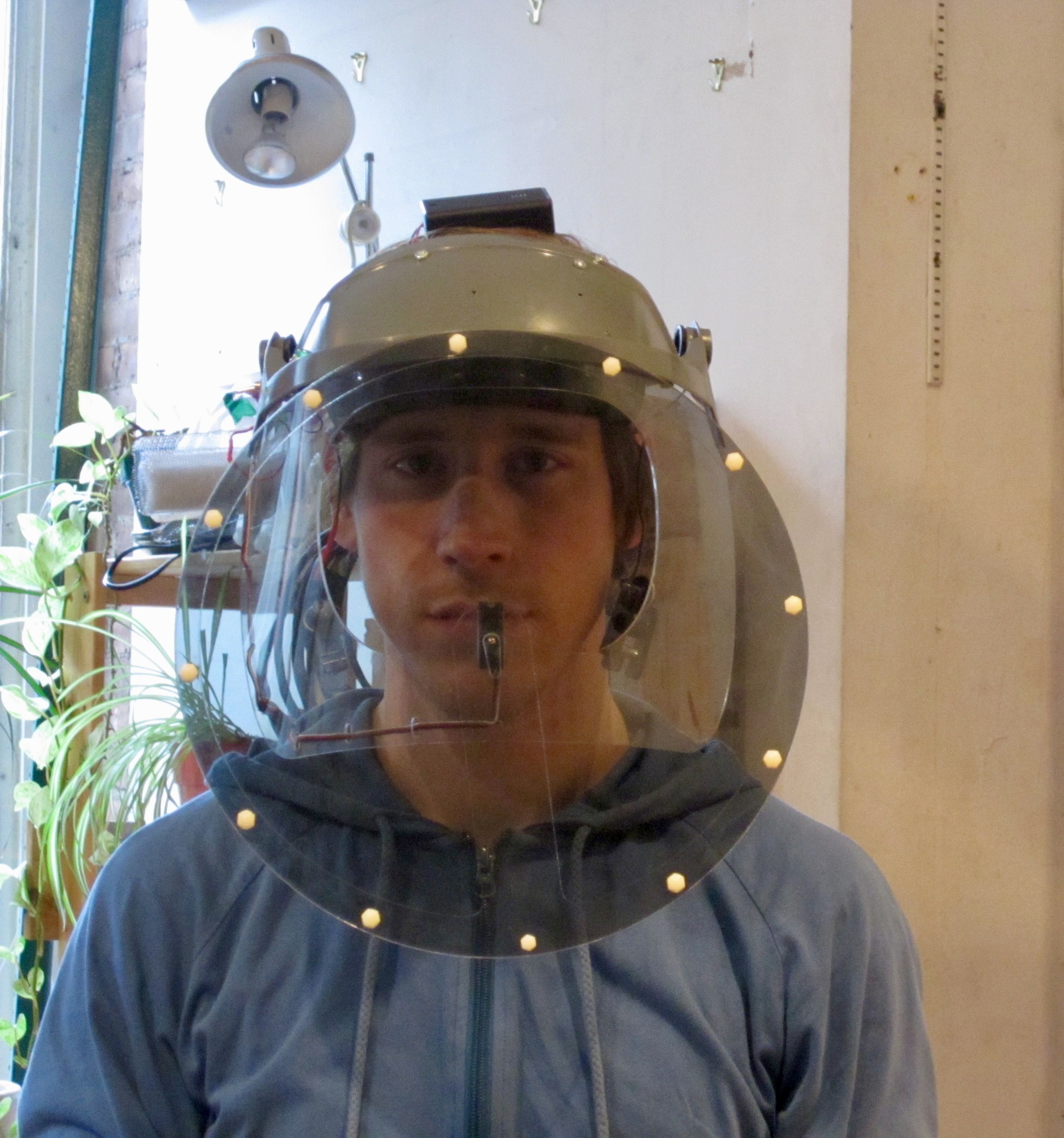 Arturo Vidich wearing the Mental Block device