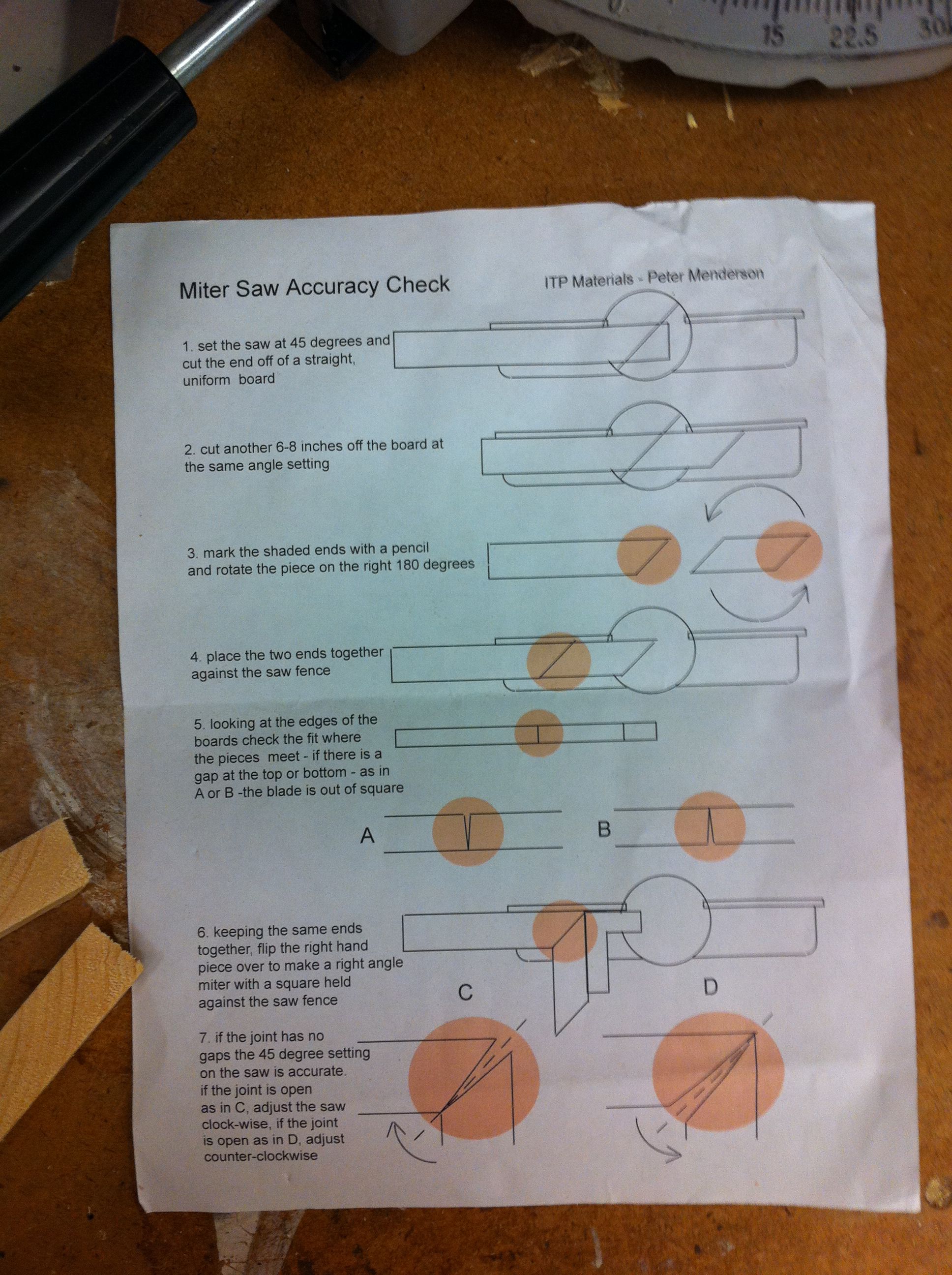 Miter saw squaring technique