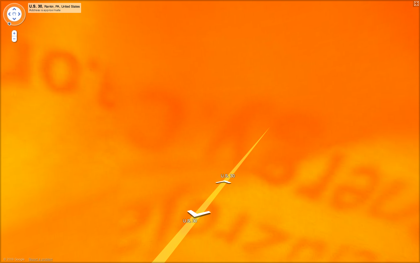 Street View frame with strange orange huge