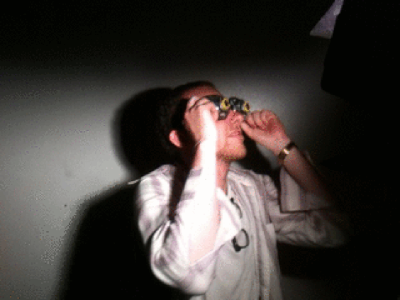A person wearing synesthectacles searches for meaning through movement