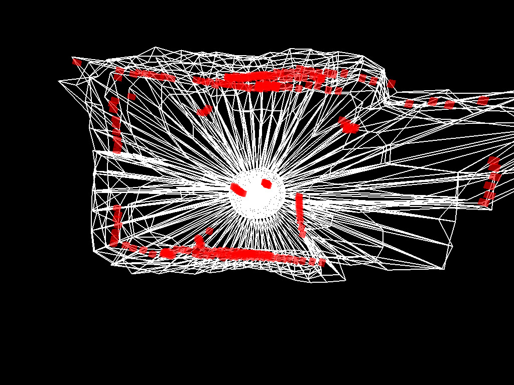 Top-down view of a room scanned by the Überbeamer