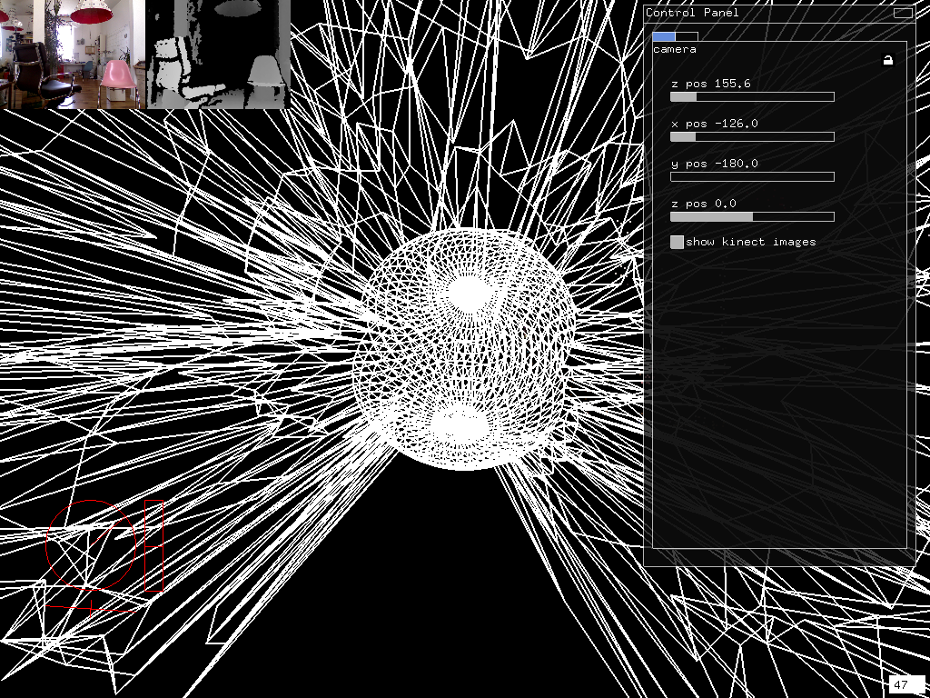 Screenshot of Überbeamer software showing a scanned wall being stitched together