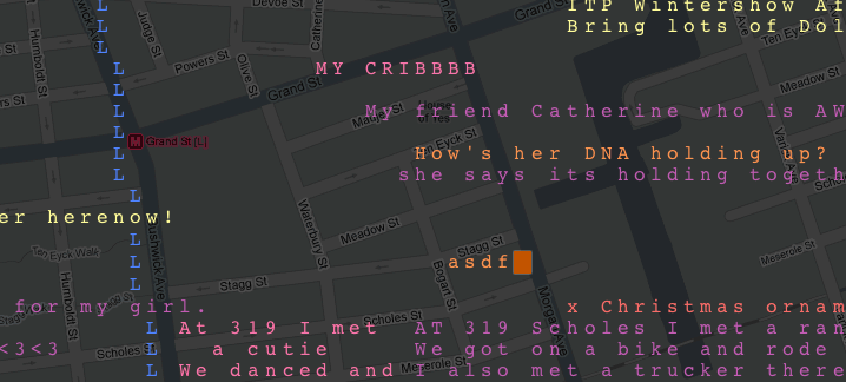 Screenshot of text layered over a map