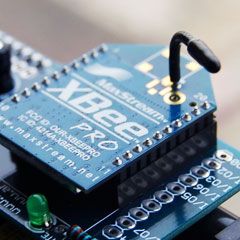 Xbee radio board with a whip-style antenna