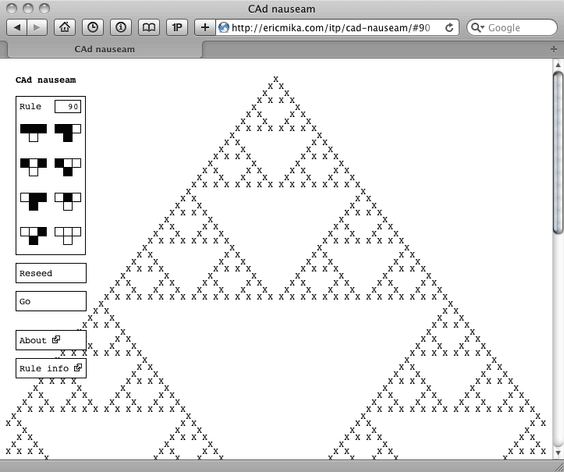 Screenshot of cellular automata rendered in ASCII