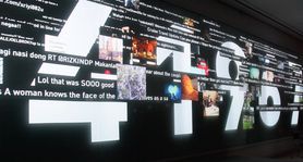 A video wall showing large digits