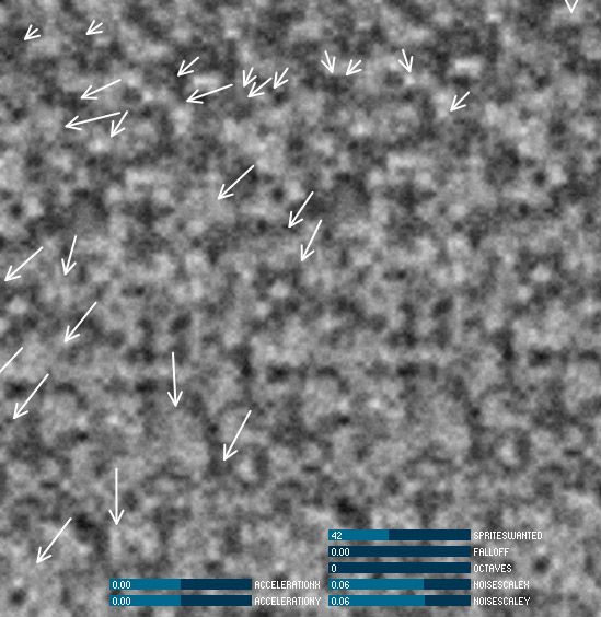 A Perlin noise field with arrow vectors overlaid