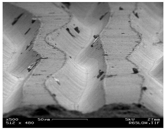 Vinyl under an electron microscope.