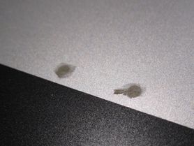 Conductive grease partially removed from laptop back case
