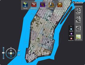 Aerial view of a 3D model of Manhattan