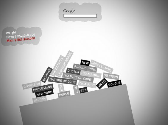Weight of Your Words game screen with words piling up on a platform